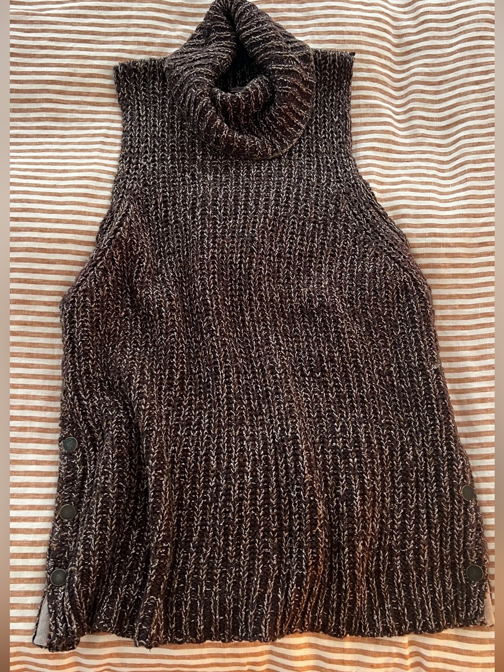 Free People Brown Marled Sleeveless Turtleneck Sweater